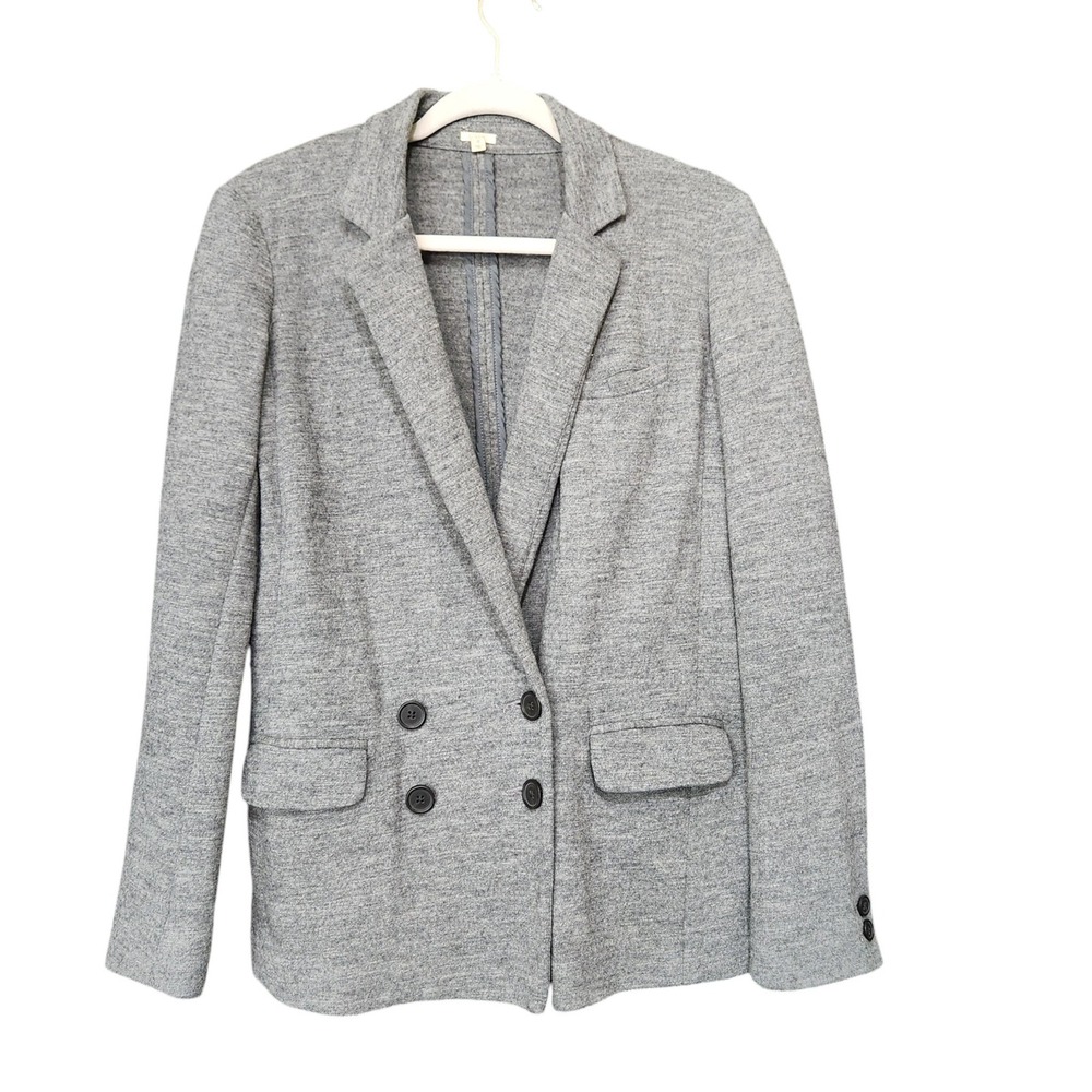 J.Crew Women's 0 Grey 100% Wool Double Breasted Blazer Jacket Knit